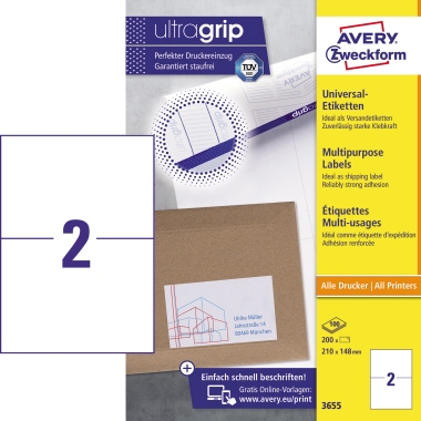 Avery Zweckform Universaletikett 210 x 148 mm (B x H) Papier weiß 200 Etik./Pack.