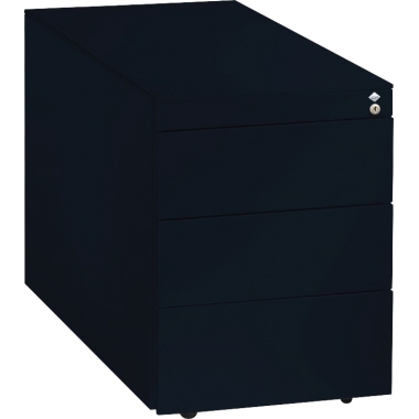C+P Rollcontainer Asisto 430 x 570 x 800 mm (B x H x T) Stahl, lackiert schwarzgrau 3 Schubfächer, Maße: 430 x 570 x
