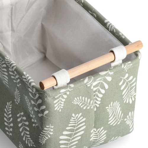 Aufbewahrungskorb "Leaves", Baumwolle/Polyester/ / Maße: Holz 30,5x21x18 cm, grün