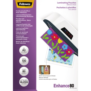 Fellowes® Laminierfolie Enhance 80 297 x 420 mm (B x H) DIN A3 80µm glänzend 100 St./Pack.
