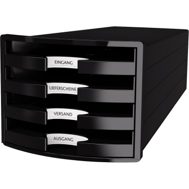 HAN Schubladenbox IMPULS 4 Schubfächer DIN A4, DIN C4 Polystyrol Gehäusefarbe: schwarz Farbe der Schublade: schwarz