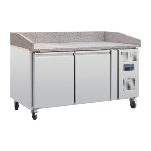 Polar 2-türiger Pizzakühltisch mit Marmorfläche 428L. 428L. 230V, Arbeitsfläche: 161 x 80cm, (Nutz)Kapazität: