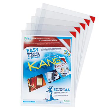 Tarifold® Sichttafelhülle Kang Easy Clic DIN A4 PVC transparent rot 5 St./Pack.