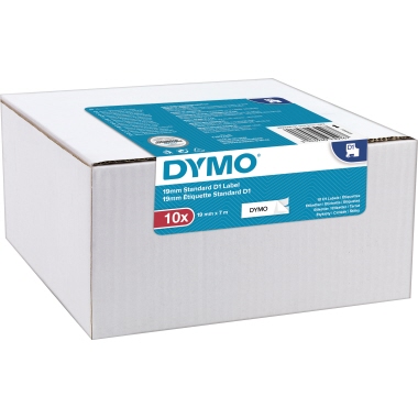 DYMO® Schriftbandkassette D1 9 mm x 7 m (B x L) weiß schwarz 10 St./Pack.