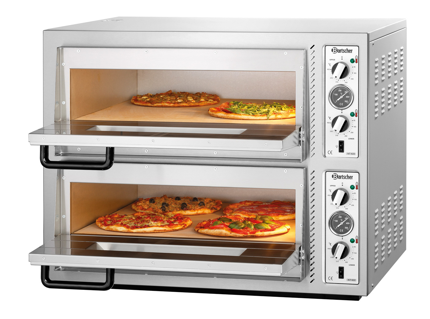 Bartscher Pizzaofen NT 622 | Spannung: 400 V |Maße: 88,5 x 79 x 71,0 cm. Gewicht: 102,8 kg