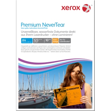 Xerox Kopierfolie Premium NeverTear DIN A4 123µm Polyester orange 10 Folien/Pack.